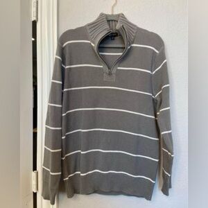 J.Crew Men’s Quarter Zip Gray and White Sweater size Medium